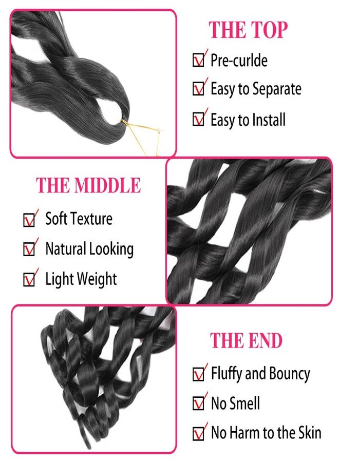 conrora French Curly Braiding Hair 24 Inch 2 Packs - Pre Stretched Bouncy Braiding Hair- Loose Wavy Synthetic Hair Extensions For Black Women (24 inch 2 packs 1B) - Image 2